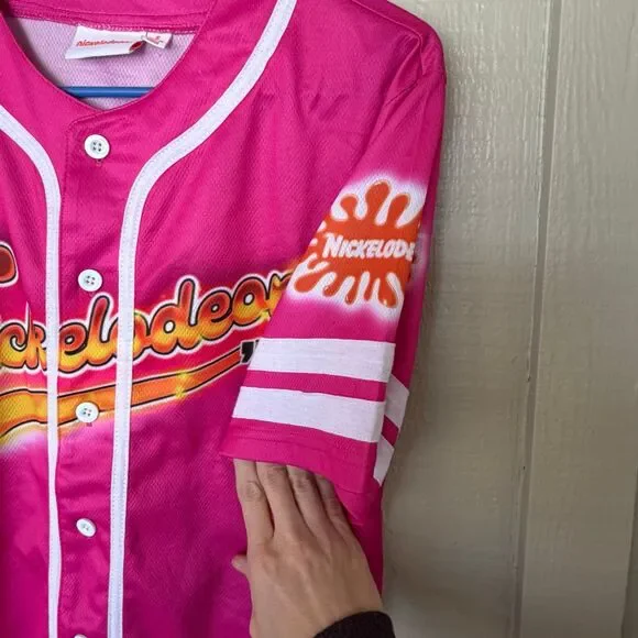 Nickelodeon Cartoon Baseball Jersey Women’s small Hot Pink 90’s - Picture 3 of 6